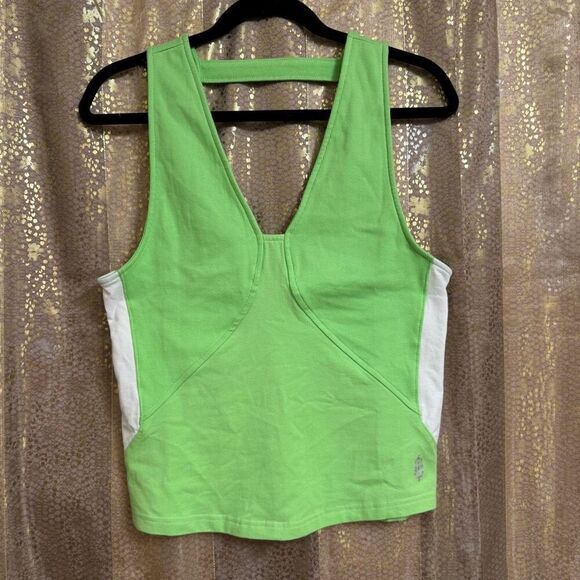 Free People Movement Score Tank Top Bright Green Neon Lime White Large - Picture 1 of 6